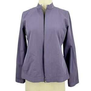 Eileen Fisher Relaxed Fit Purple Cotton Jacket Minimalist Breathable Outerwear